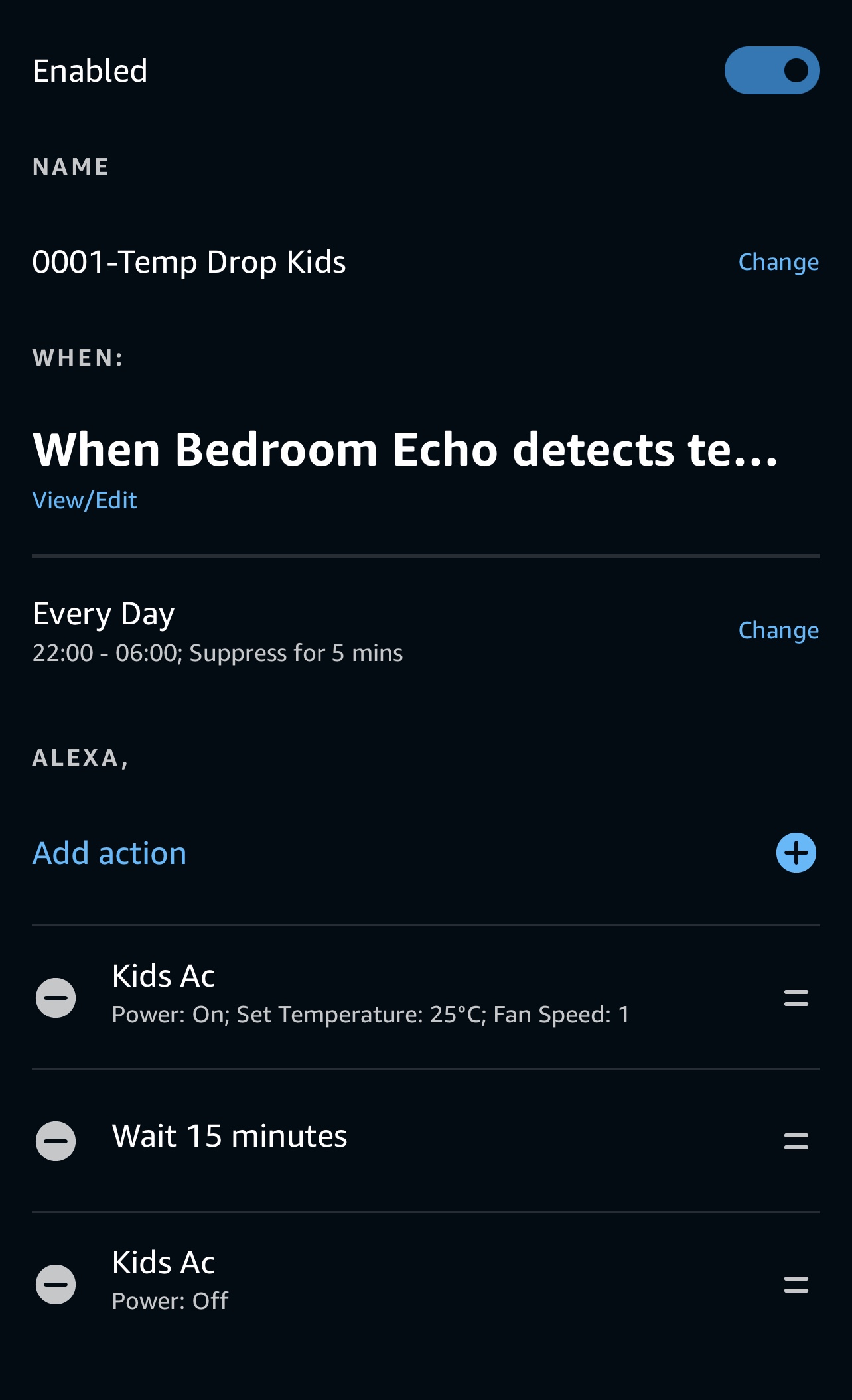 Alexa temperature routines